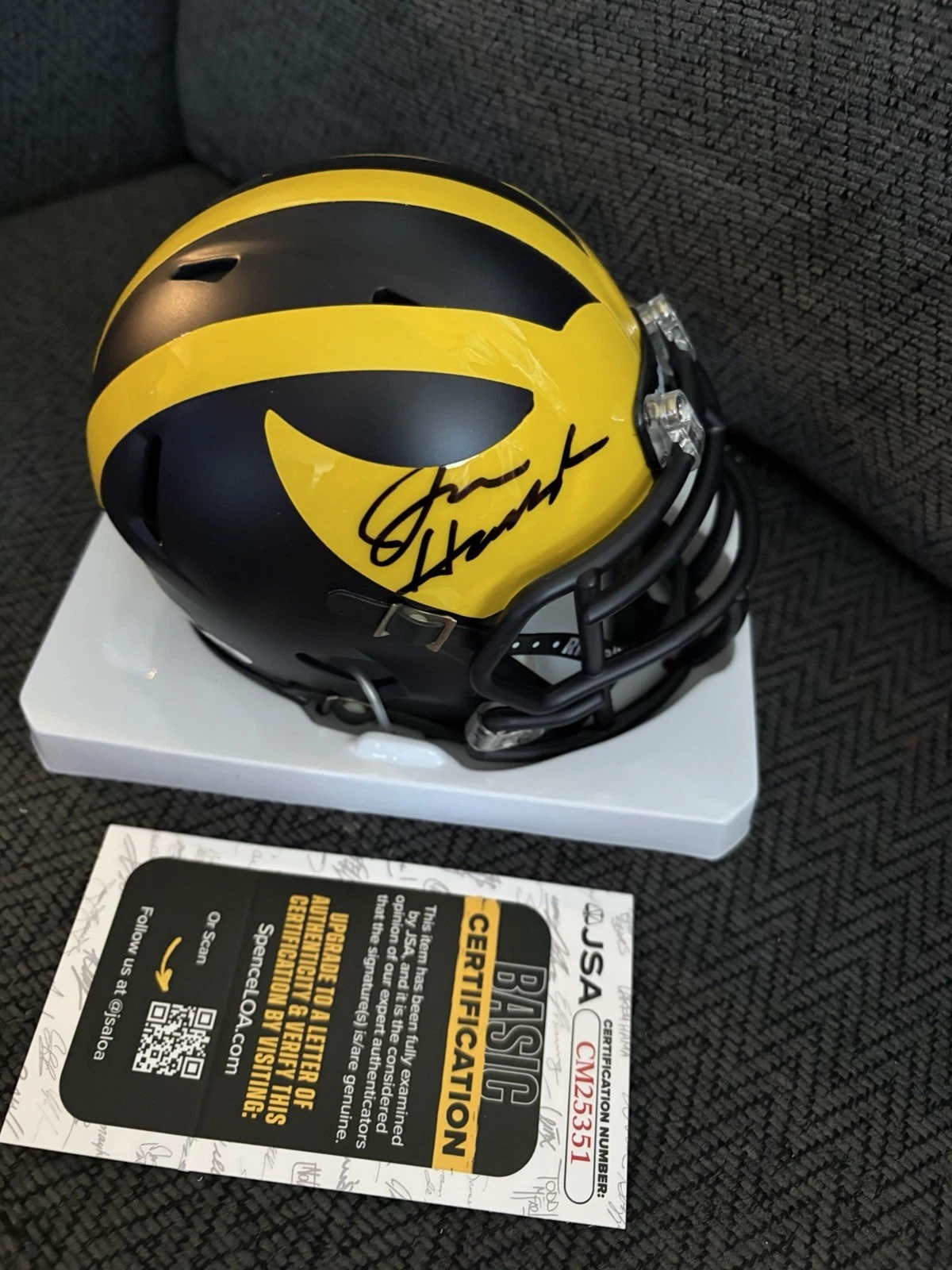 Jim Harbaugh Signed Mini Helmet JSA Authenticated COA Michigan Wolverines