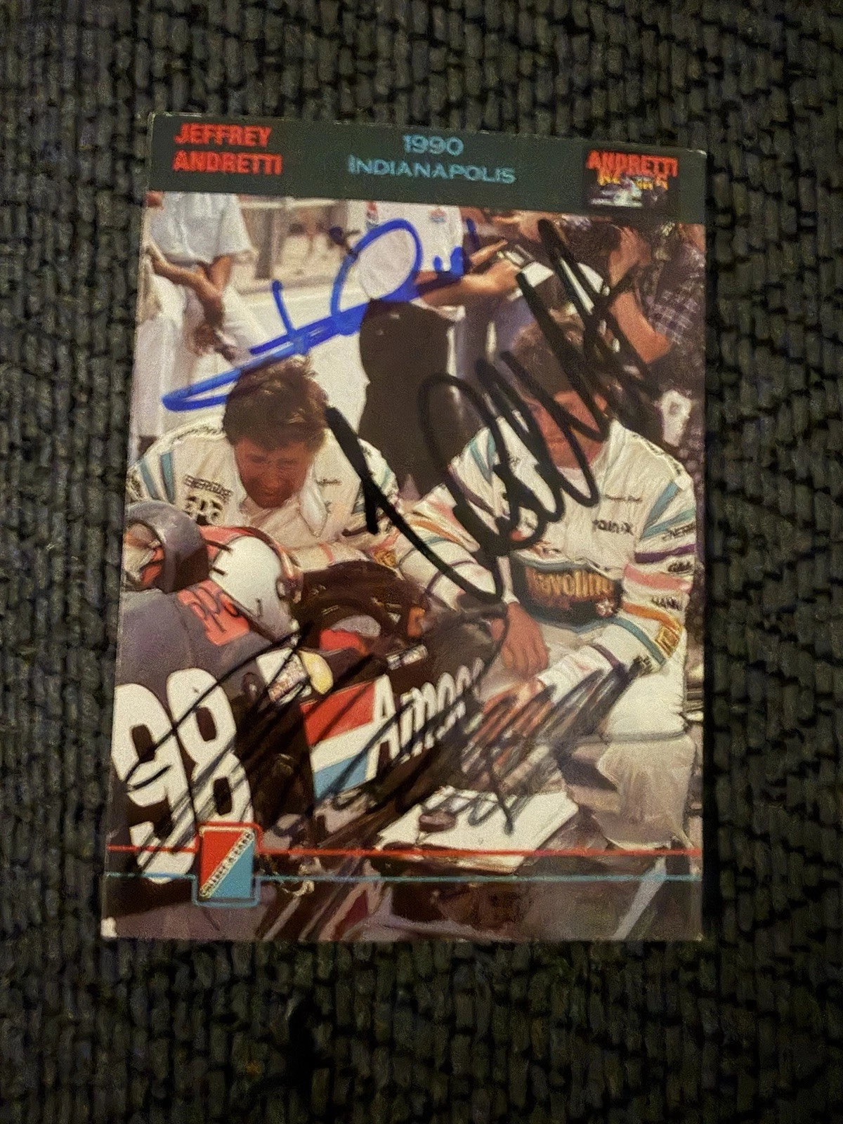 Signed Trading Card Indy 500 Car Mario & Michael & Jeff Andretti Autographed