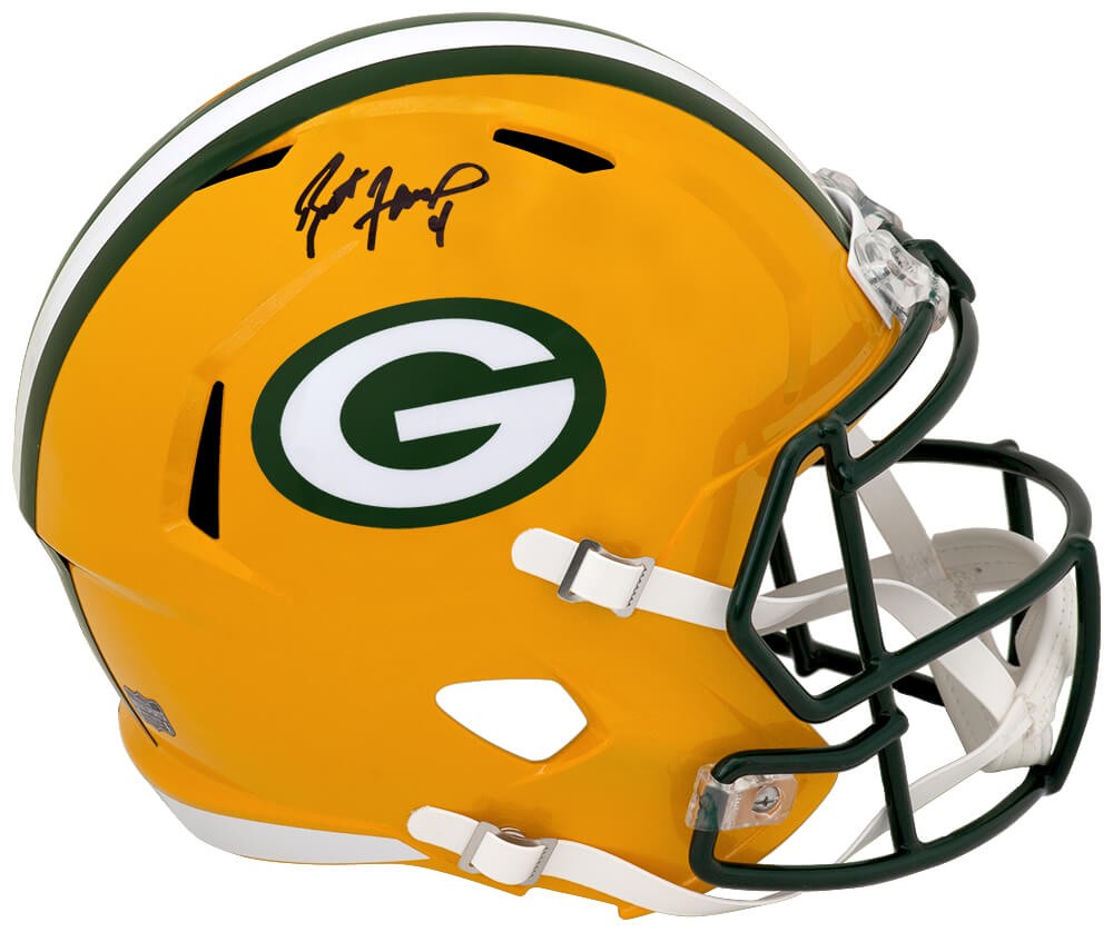 Brett Favre Signed Packers Riddell Full Size Speed Replica Helmet (Favre Holo)