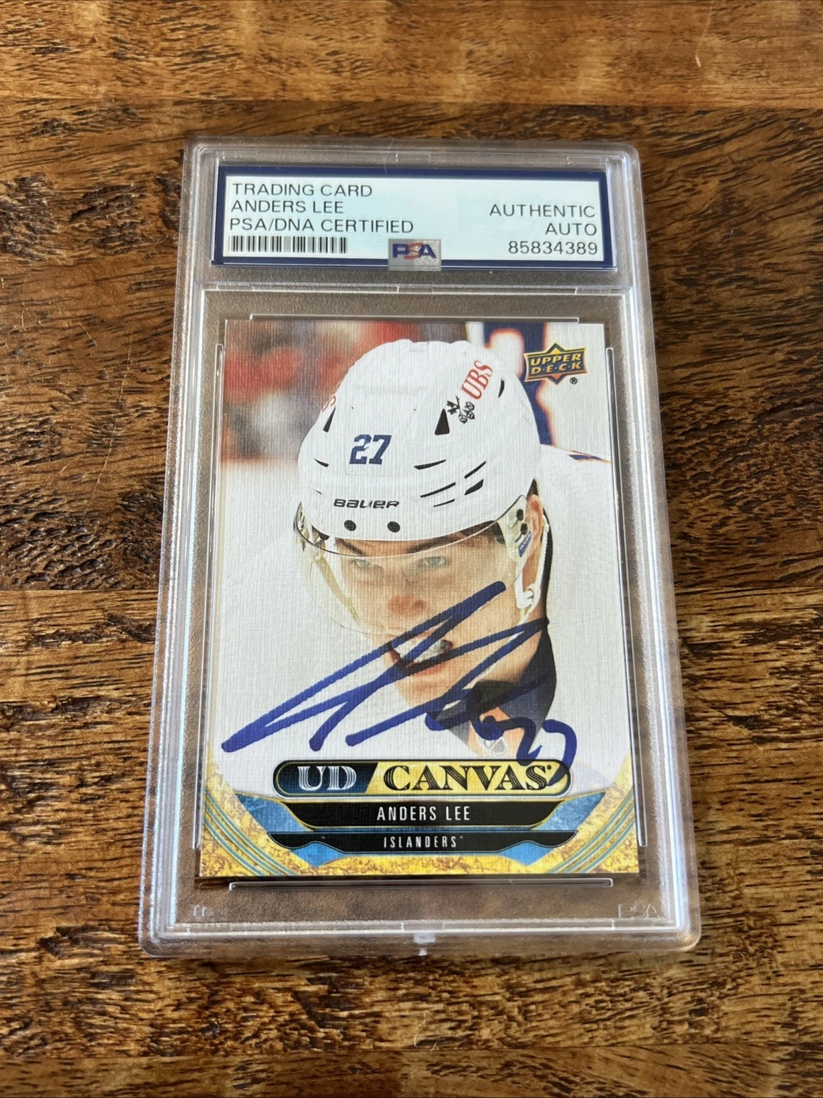 Anders Lee IP Signed Upper Deck Canvas Card PSA DNA Slab Islanders Autographed