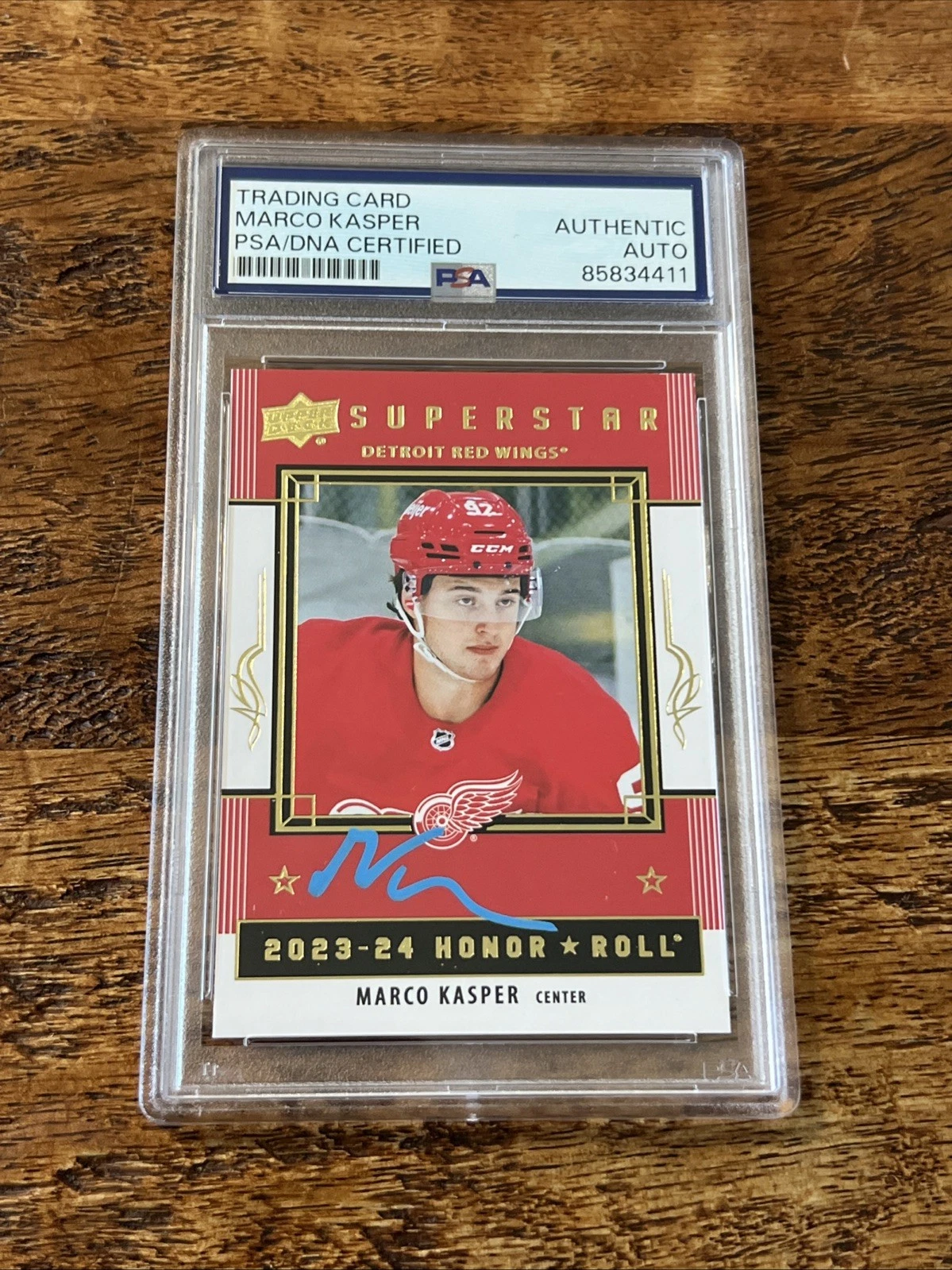 Marco Kasper IP Signed Upper Deck Card PSA DNA Coa Slab Red Wings Autographed