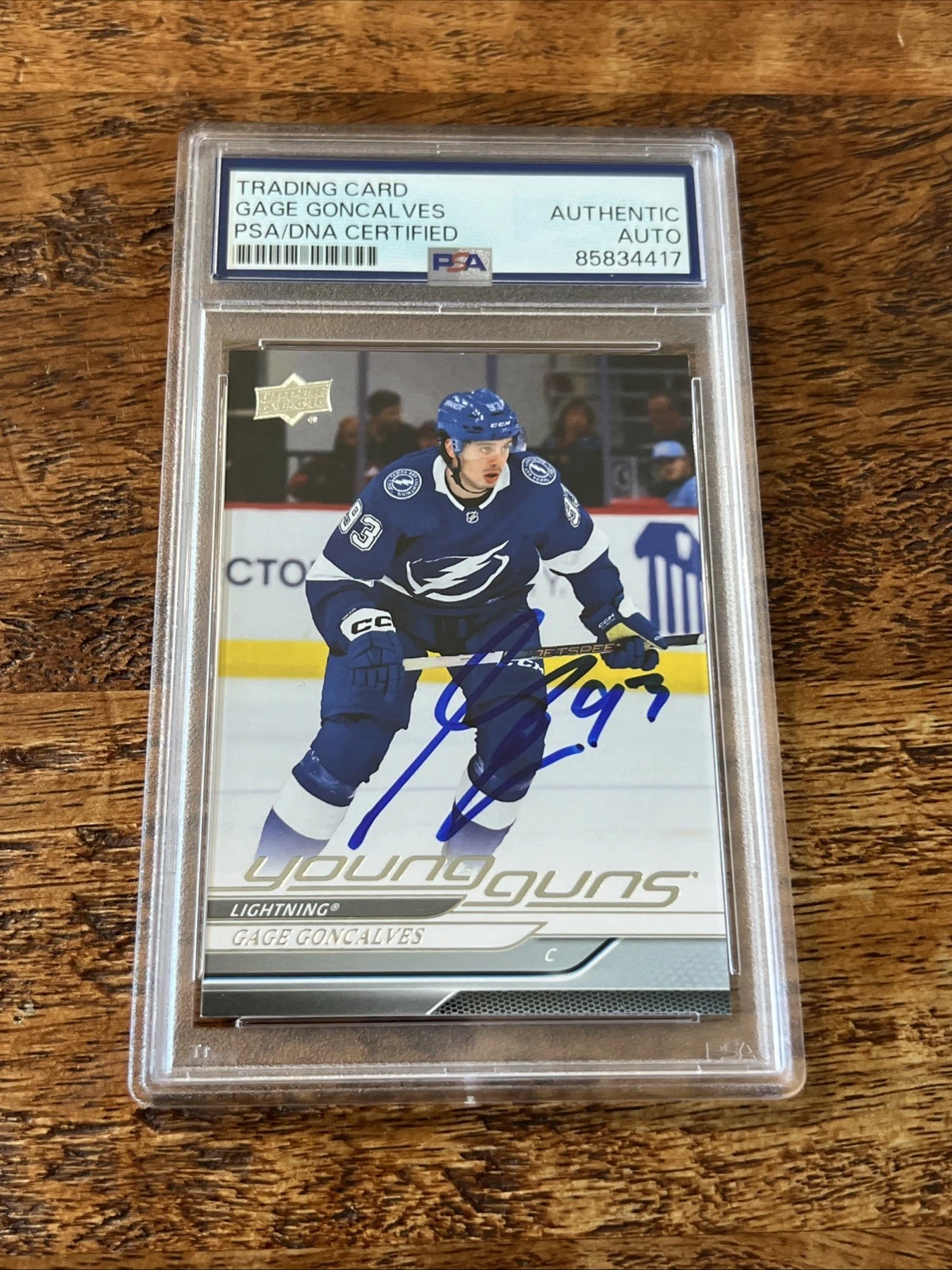 Gage Goncalves IP Signed UD Young Guns Card Psa Dna Slab Lightning Autographed