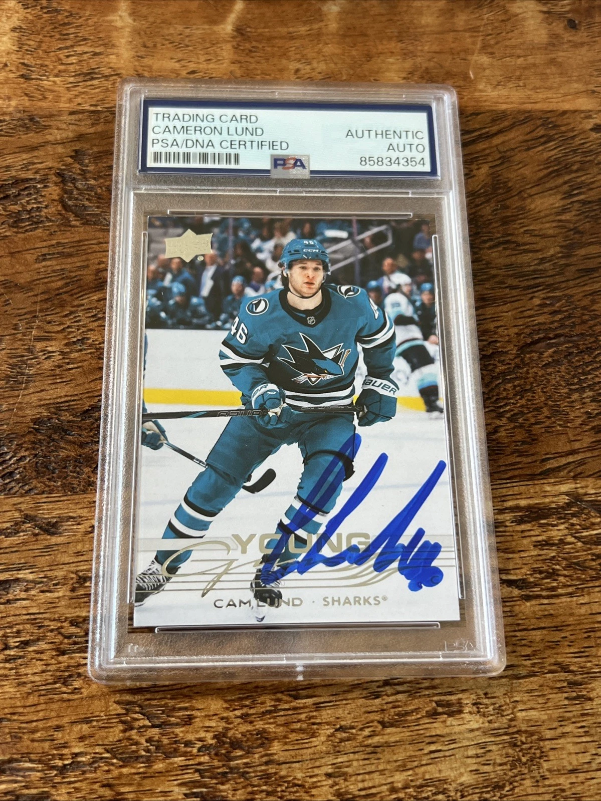 Cam Lund IP Signed Signed Young Guns Card PSA DNA Coa Slab Sharks Autographed