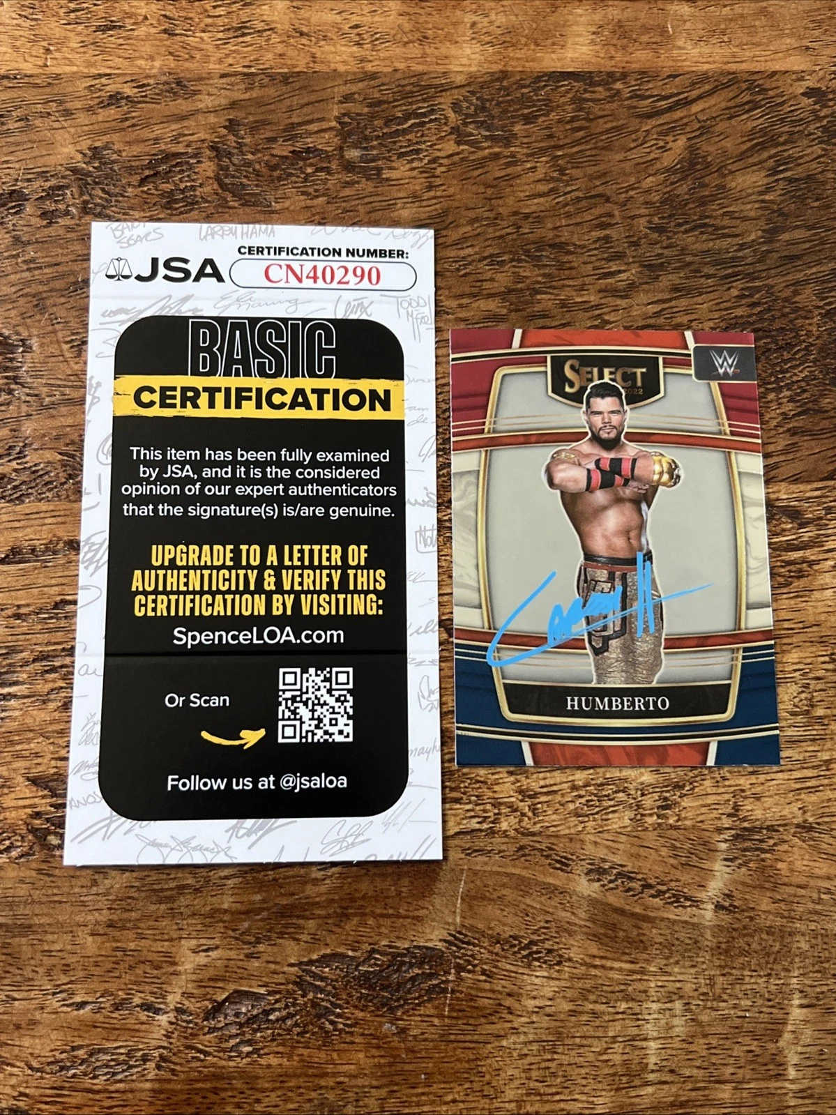 Humberto Carrillo IP Signed Panini Select Card JSA Coa Autographed WWE Berto