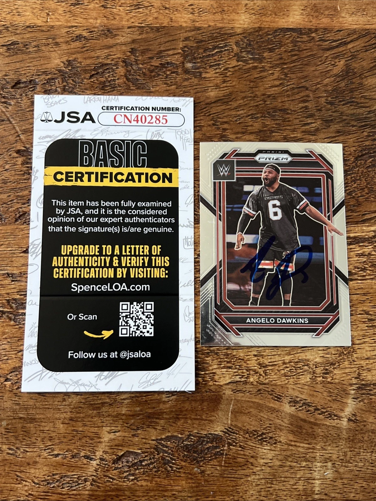 Angelo Dawkins IP Signed Prizm Card JSA Coa Autographed WWE