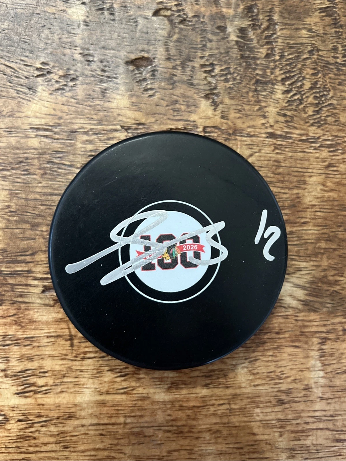 Sacha Boisvert Signed Chicago Blackhawks 100th Anniversary Puck JSA Coa Auto