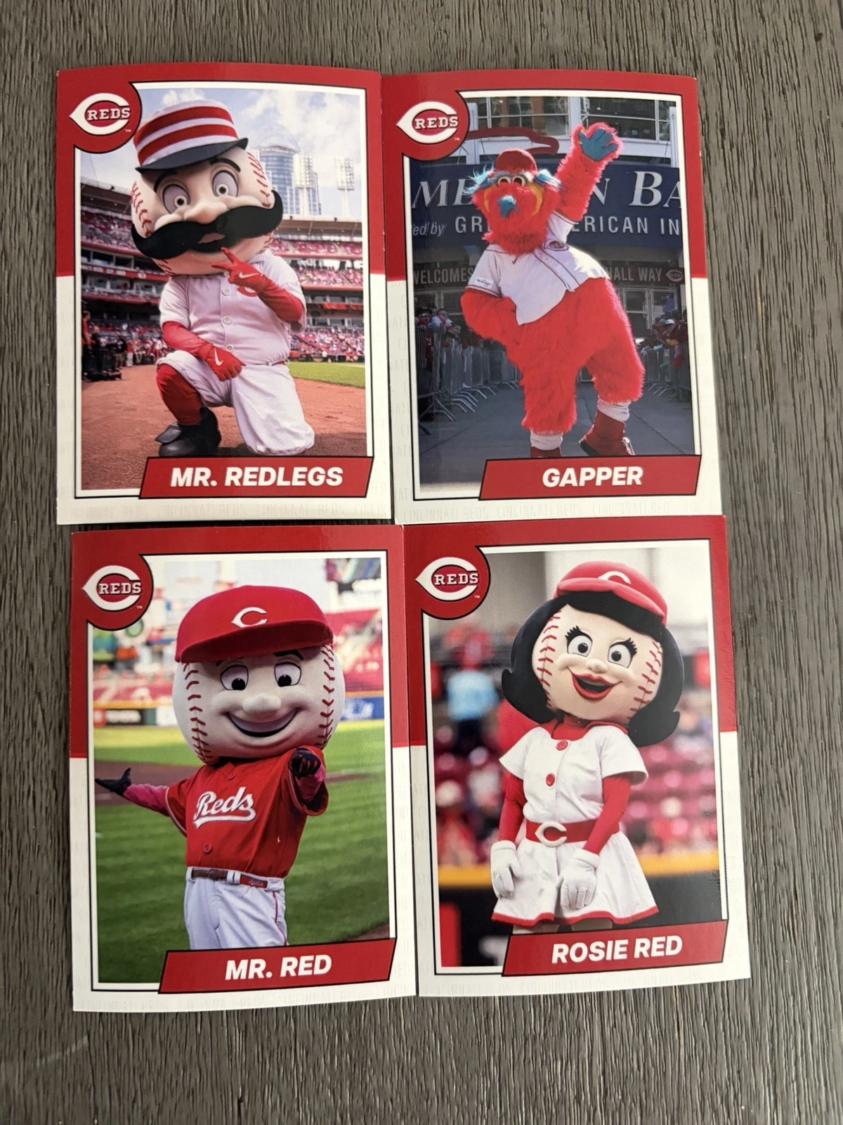 2026 Cincinnati Reds Mascot Trading Card Set Rosie Mr Red Redlegs Gapper
