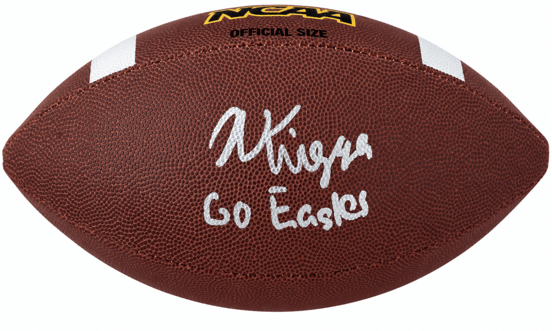 Noah Knigga Signed Wilson NCAA Full Size Football w/Go Eagles - (SCHWARTZ COA)