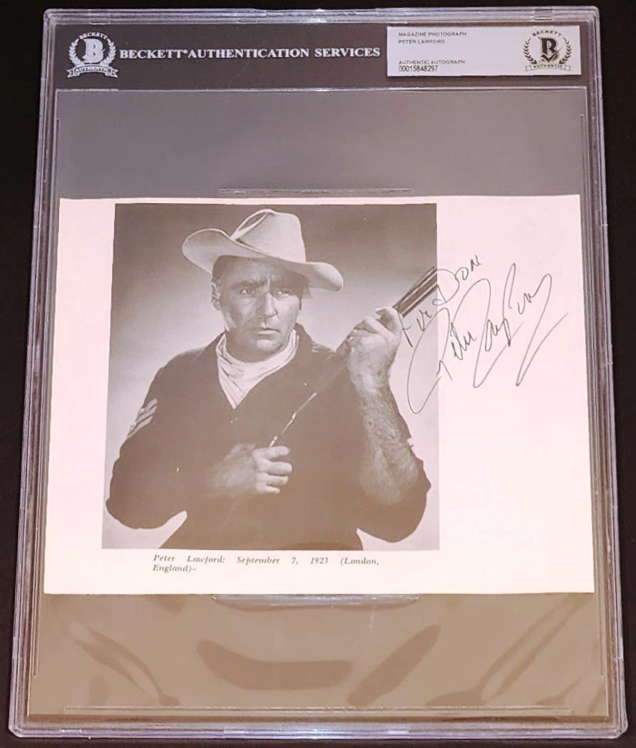 PETER LAWFORD SIGNED AUTOGRAPHED PHOTO 6.5×8 SERGEANTS 3 RAT PACK SLABBED BAS COLLECTIBLE MEMORABILIA