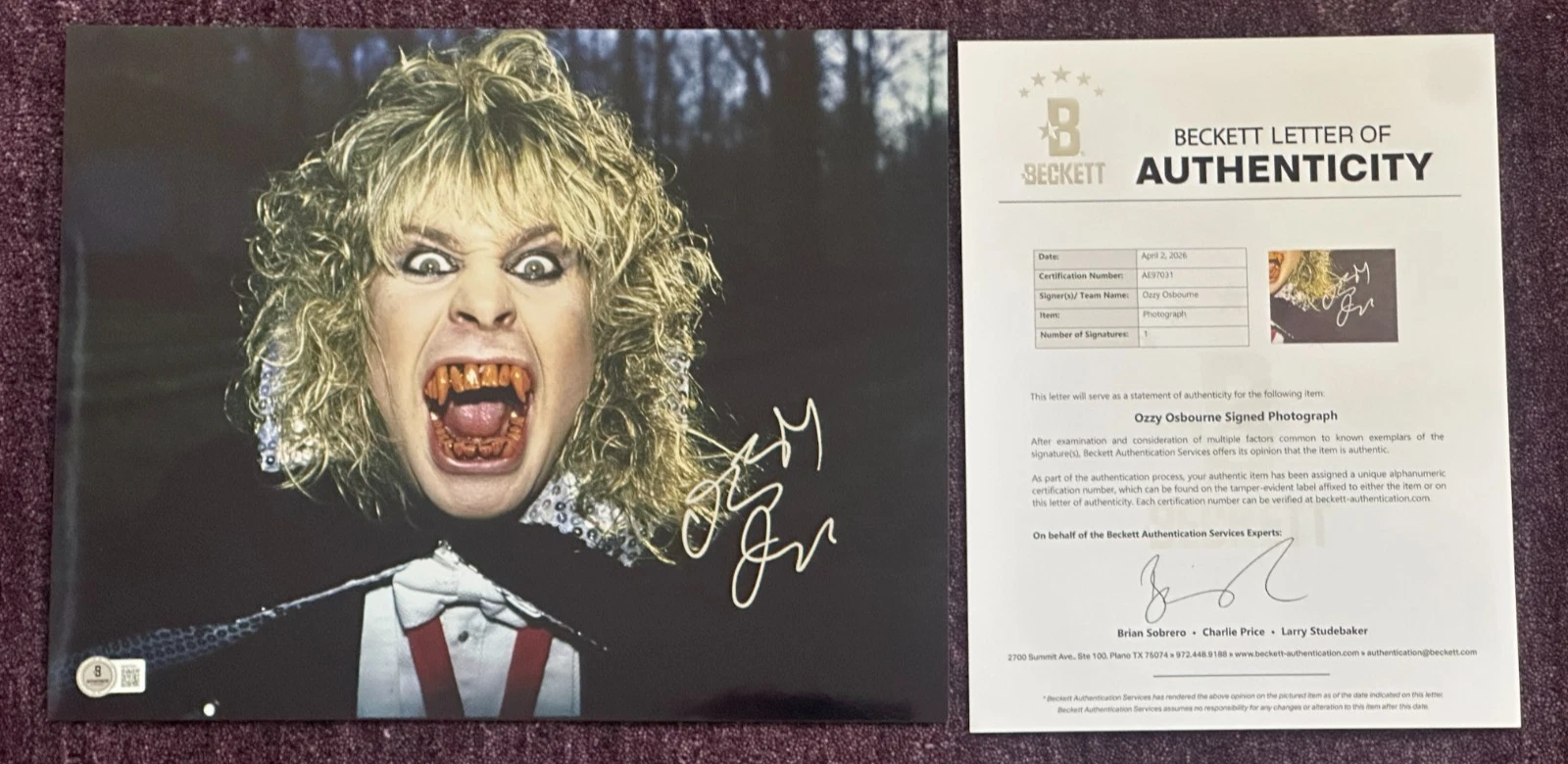OZZY OSBOURNE Signed BLACK SABBATH 11x14 PHOTO Beckett (BAS) LOA