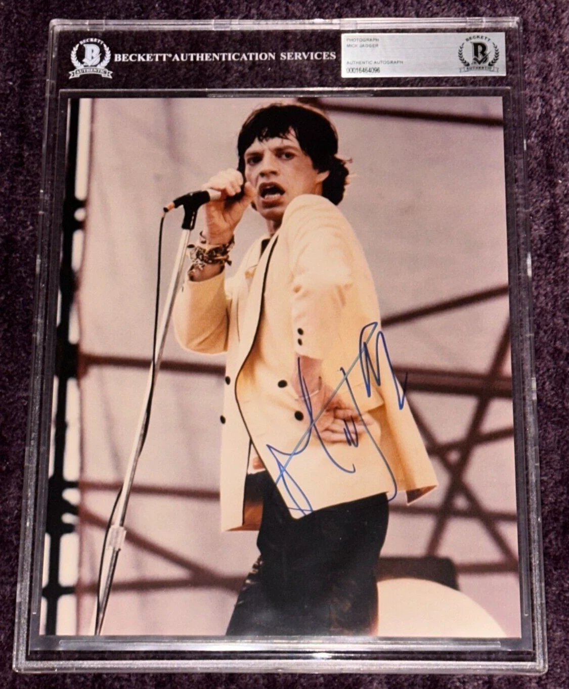 MICK JAGGER Signed 8 X 10 Rolling Stones PHOTO BAS Beckett Auth & Encapsulated