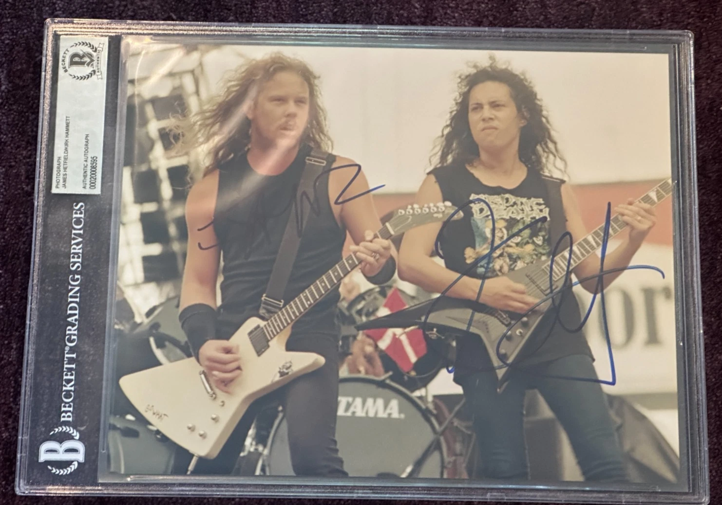 JAMES HETFIELD & KIRK HAMMETT Signed METALLICA 8 X 10 PHOTO Beckett Encapsulated