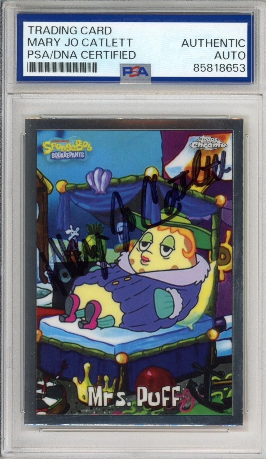 2025 TOPPS CHROME SPONGEBOB MRS PUFF SIGNED MARY JO CATLETT PSA DNA COA AUTO