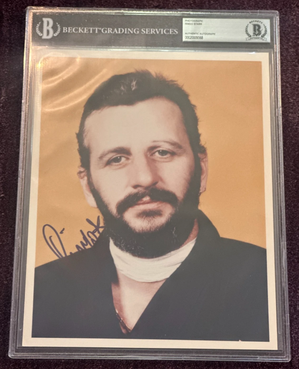 RINGO STARR Signed BEATLES 8 X 10 PHOTO Beckett Encapsulated (BAS)