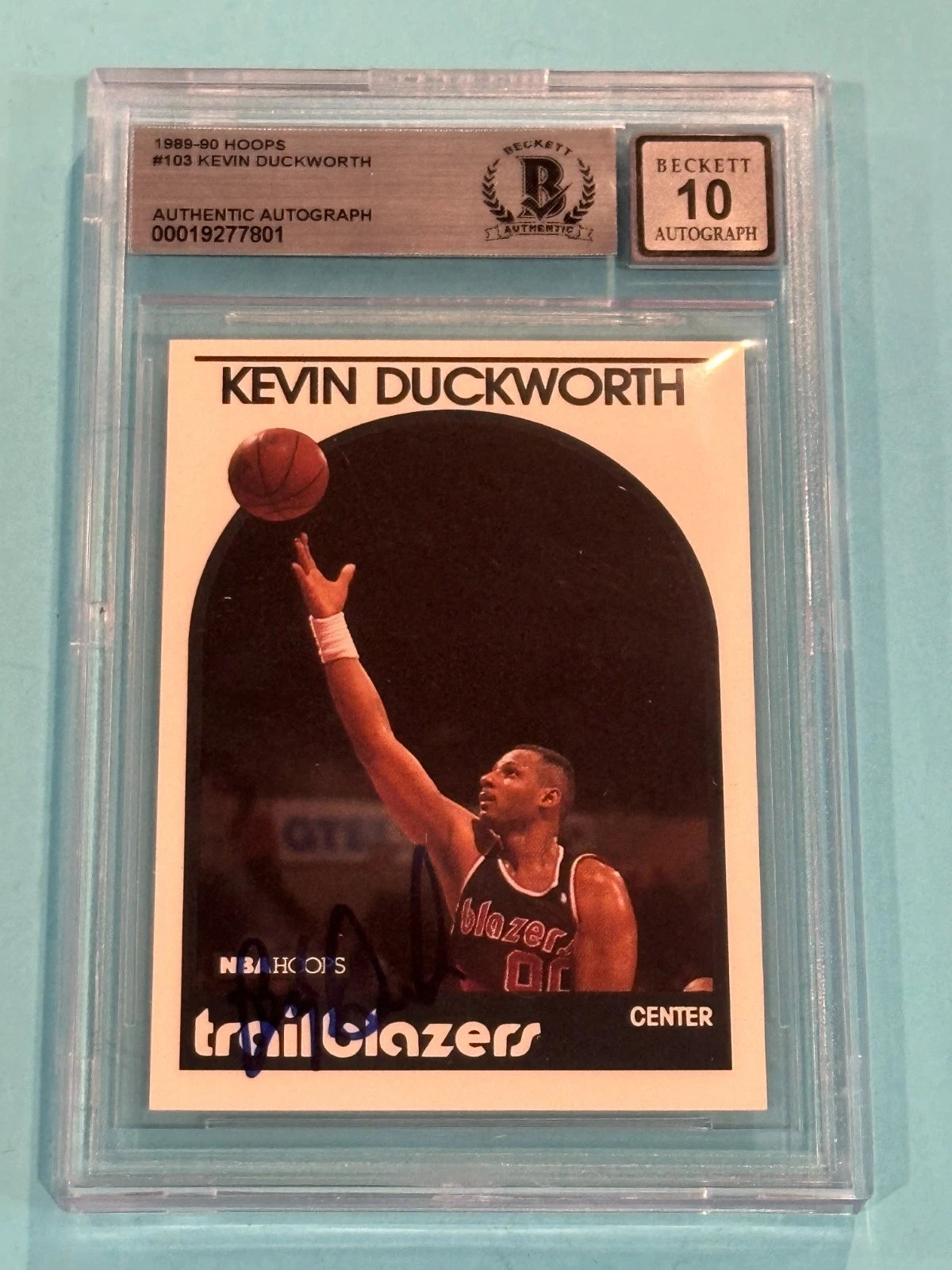 KEVIN DUCKWORTH Signed 1989-90 HOOPS Card #103 Beckett (BAS) AUTO 10