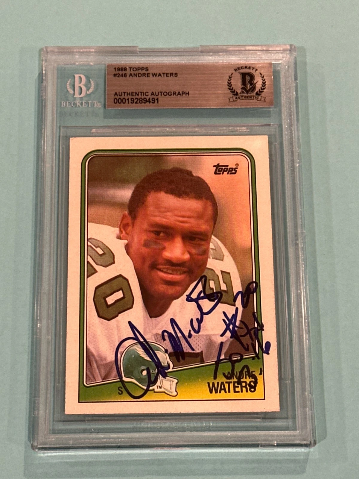 ANDRE WATERS Signed 1988 TOPPS Card #246 Beckett BAS