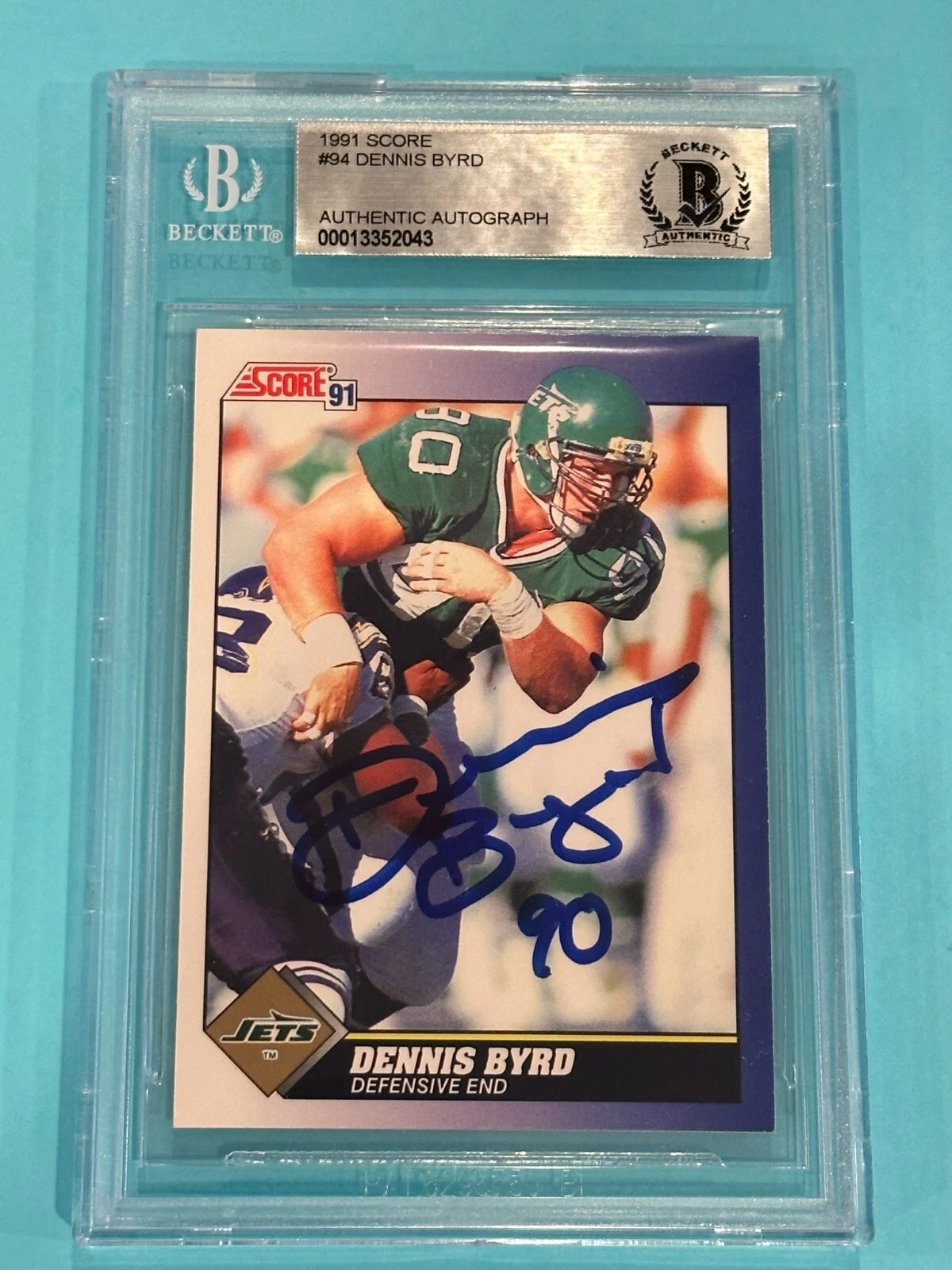 DENNIS BYRD Signed 1991 SCORE Card #94 Beckett Authenticated BAS