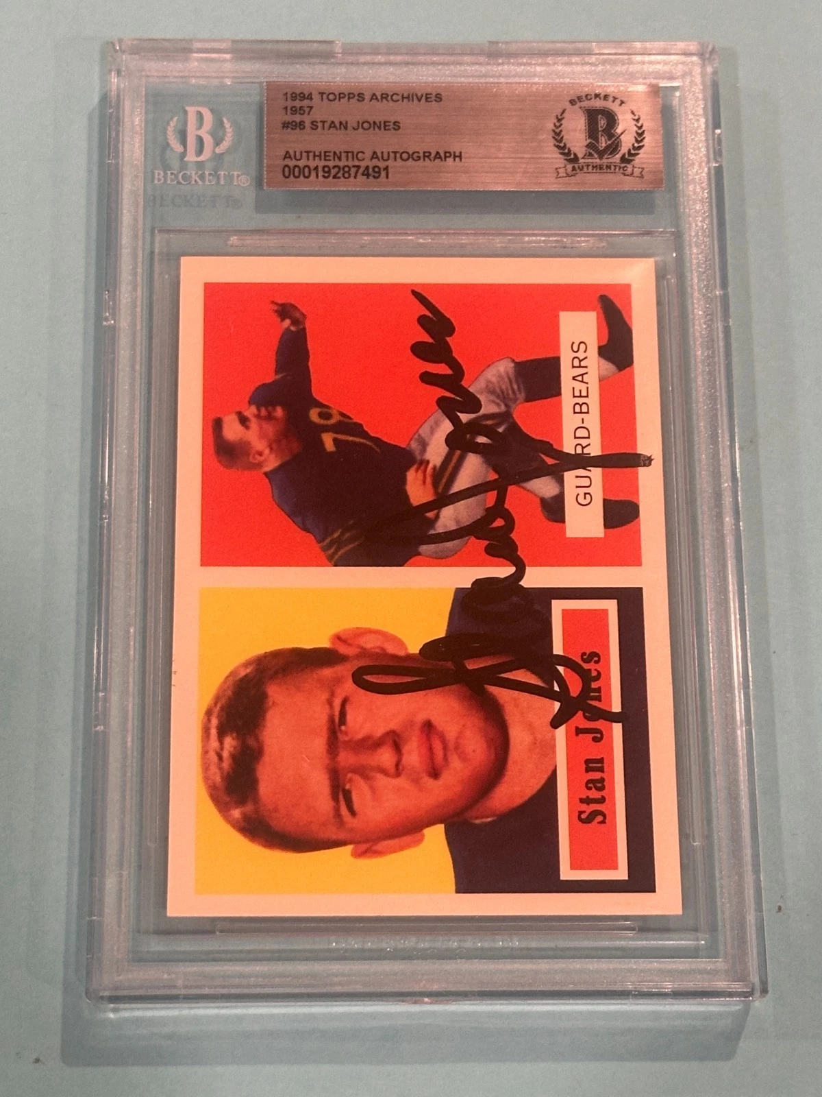 STAN JONES Signed 1994 TOPPS ARCHIVE Card #96 Beckett BAS