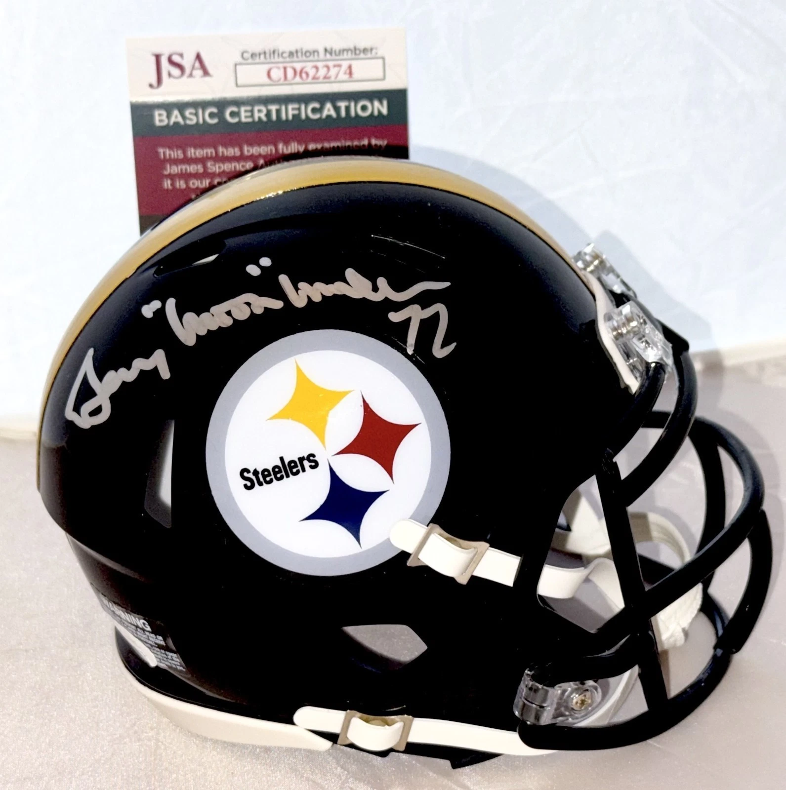 Gerry Mullins signed Pittsburgh Steelers Speed mini helmet autographed Moon JSA