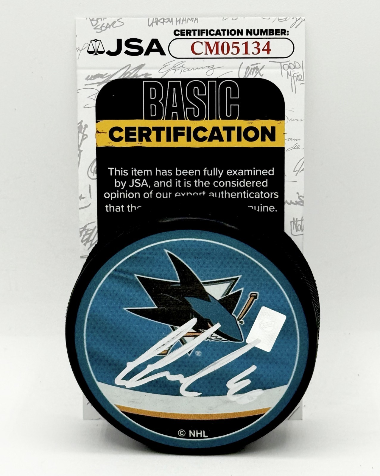 Cam Lund signed San Jose Sharks Reverse Retro Puck autographed JSA