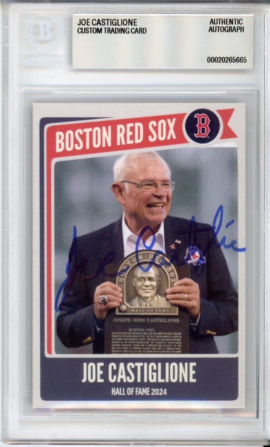 JOE CASTIGLIONE SIGNED CUSTOM CARD BECKETT BAS AUTOGRAPH BOSTON RED SOX LEGEND