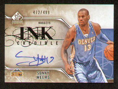 Sonny Weems signed auto 2009-10 UD Ink Credible 472/499