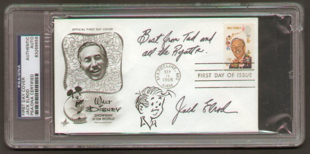 Jack Elrod signed autograph auto w/ Sketch FDC First Day Cover PSA/DNA Slabbed