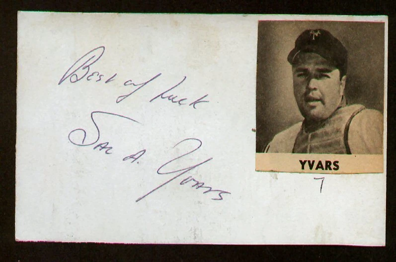 Sal Yvars signed autograph auto Vintage Baseball Player Cut d. 2008