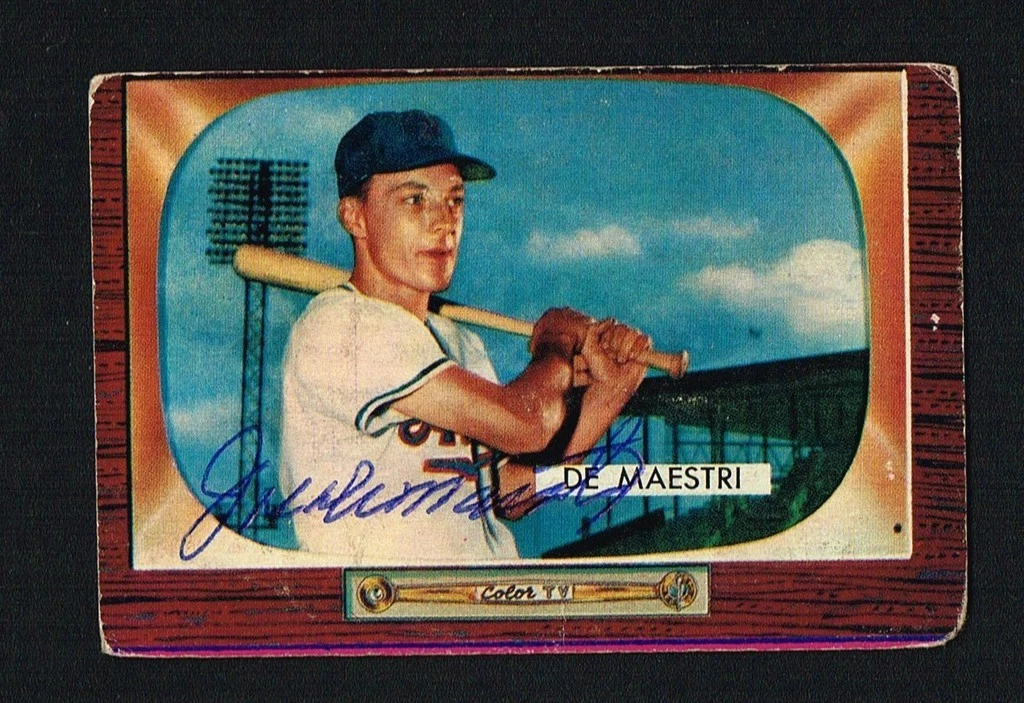 Joe De Maestri No. 176 signed autograph auto 1955 Bowman Baseball Trading Card