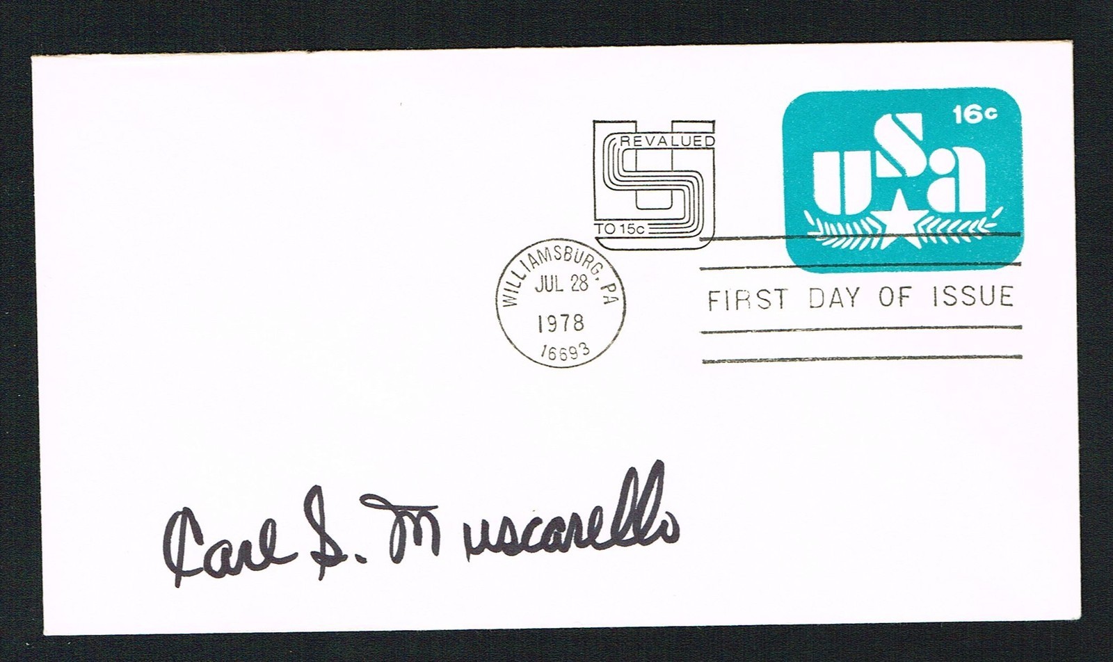 Carl Muscarello signed autograph First Day Cover VJ Day Sailor Kissing Nurse
