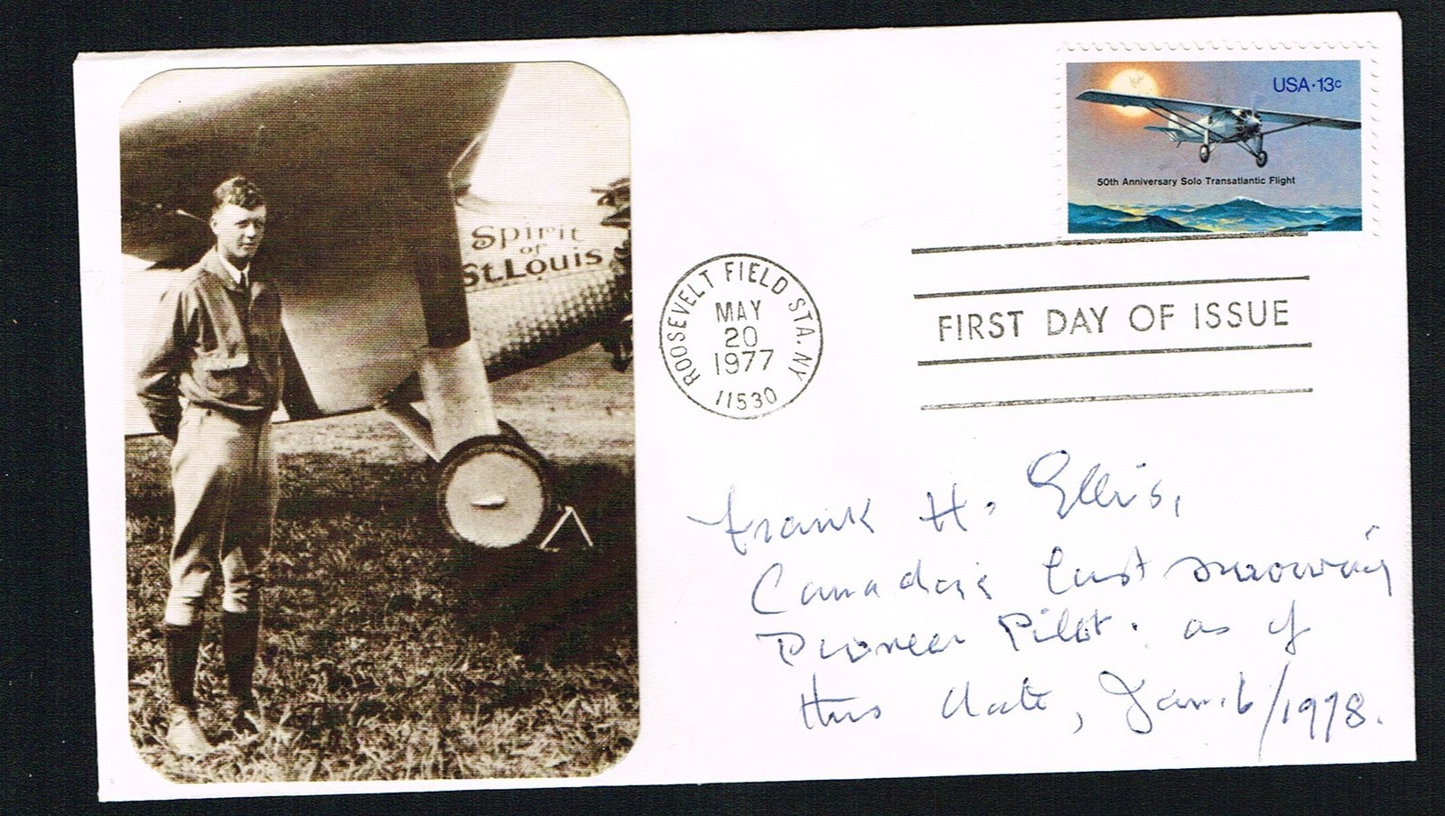 Frank H. Ellis (d. 1979) signed autograph First Day Cover Canadian Early Bird
