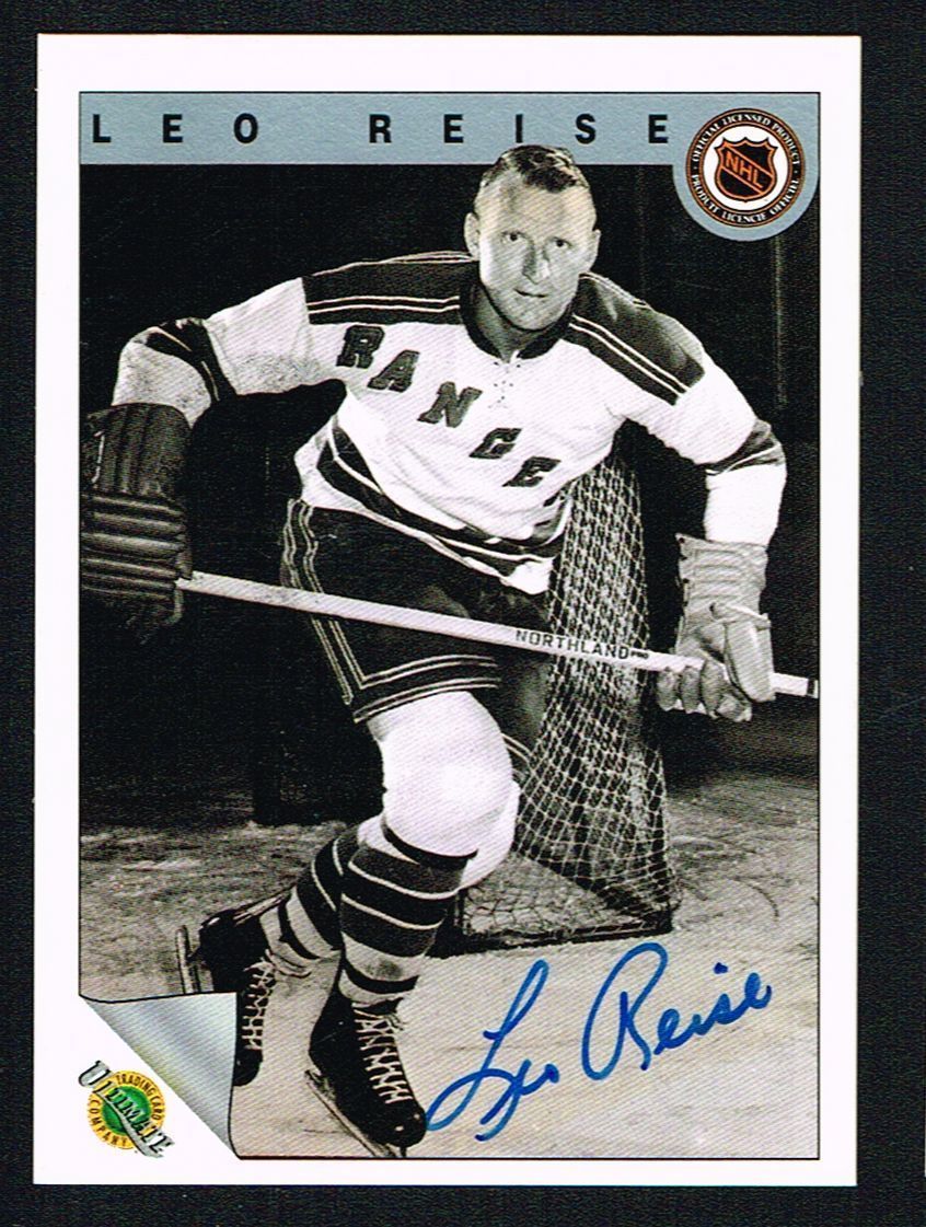 Leo Reise #28 signed autograph auto 1992 Ultimate Original Six Hockey Card