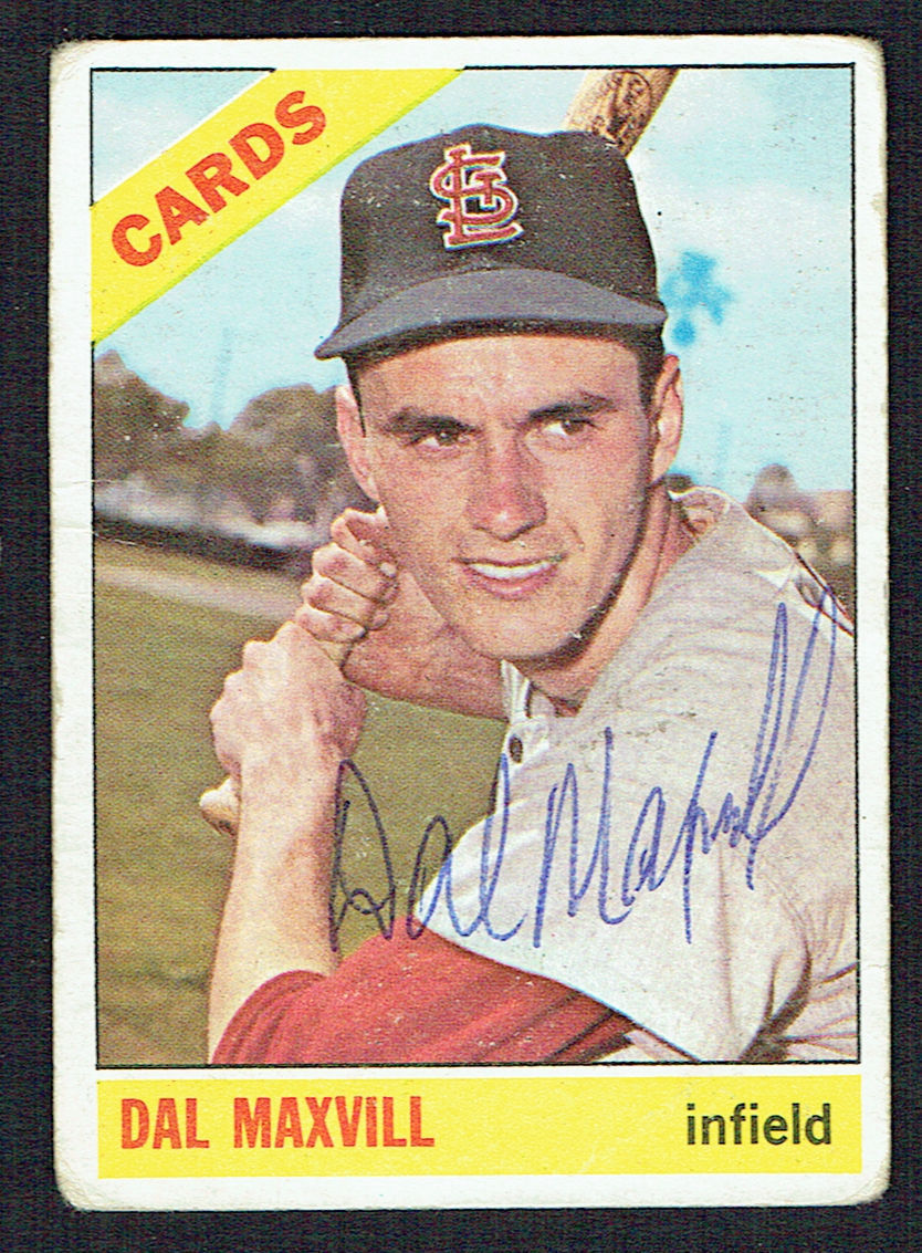 Dal Maxvill #338 signed autograph auto 1966 Topps Baseball Trading Card