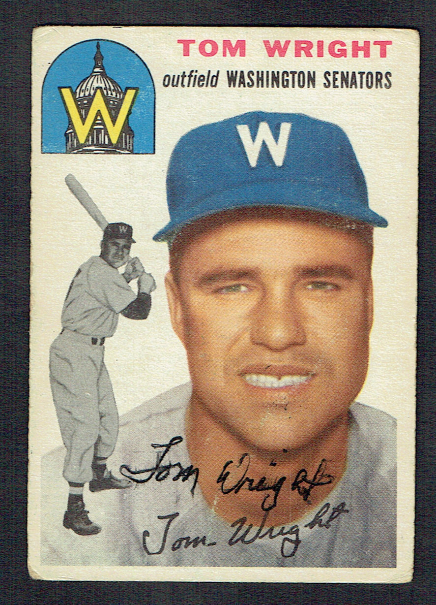 Tom Wright #140 signed autograph auto 1954 Topps Baseball Trading Card