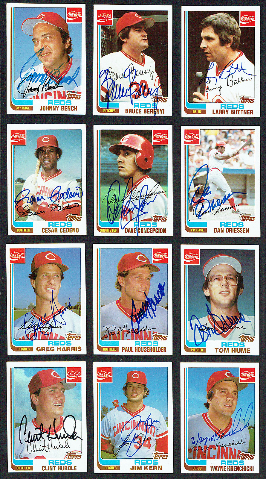 21 different signed autographed 1982 Topps Coca-Cola Baseball Trading Cards