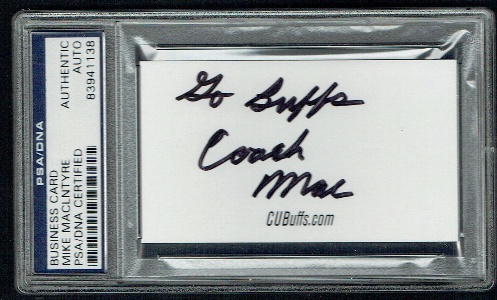 Mike MacIntyre signed autograph Business Card Colorado FB Head Coach PSA Slabbed