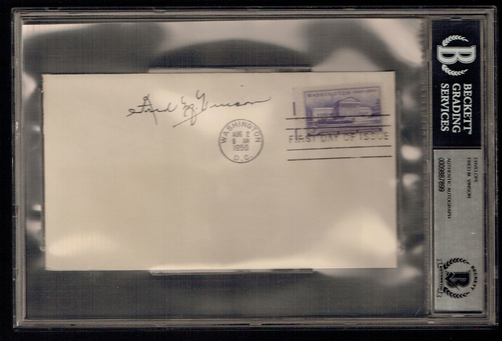 Fred M. Vinson (d. 1953) signed autograph FDC Former Chief Justice BAS Slabbed