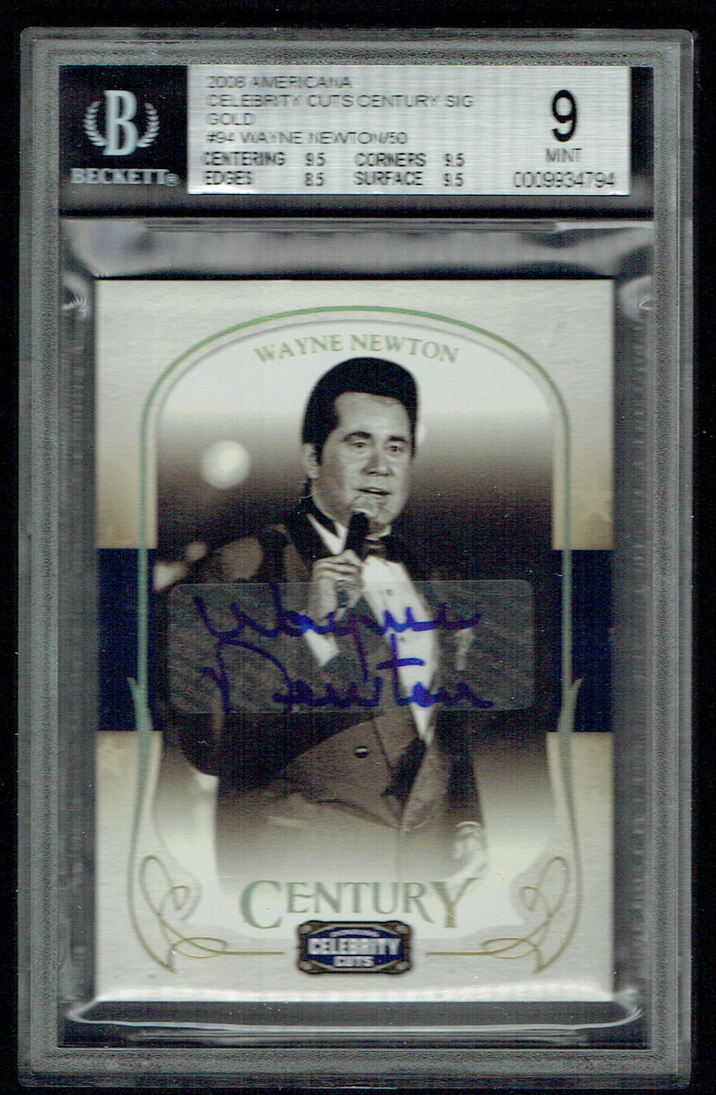 Wayne Newton signed autograph 2008 Americana Celebrity Cuts Gold 3/50 BAS 9