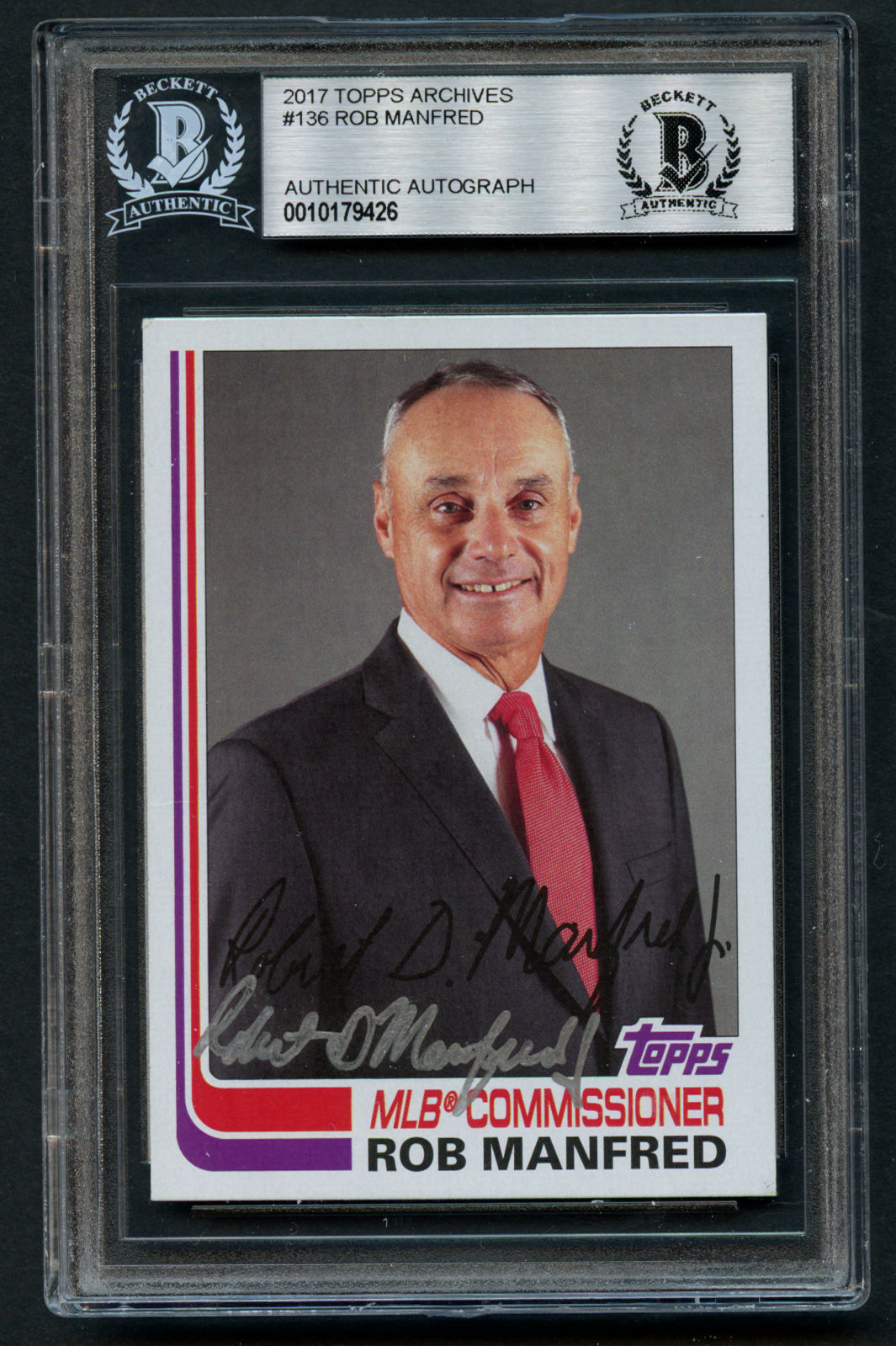 Robert Rob Manfred #136 signed autograph 2017 Topps Archives Baseball Card BAS