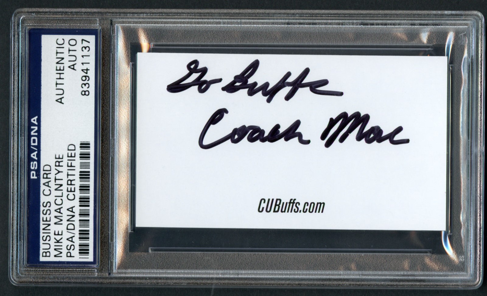 Mike MacIntyre signed autograph auto Colorado Football Coach Business Card PSA