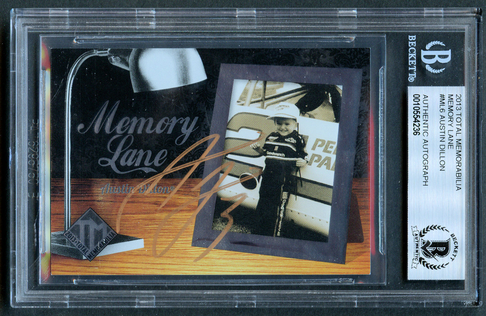 Austin Dillon signed autograph auto 2013 Total Memorabilia Memory Lane Card BAS