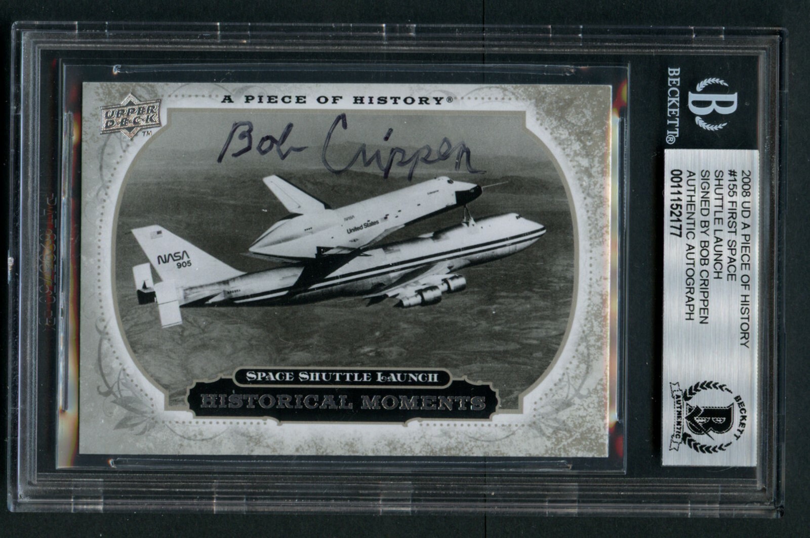 Robert Bob Crippen #155 signed autograph auto 2008 UD First Space Shuttle BAS