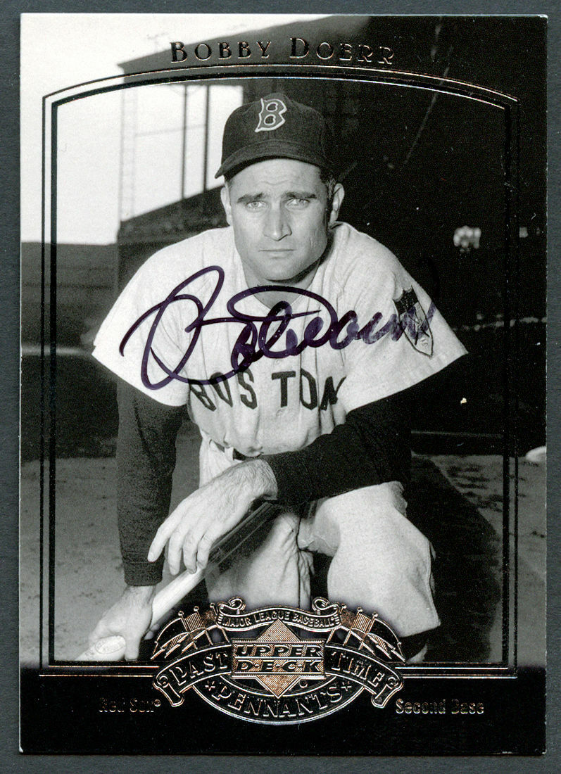 Bobby Doerr #9 signed autograph auto 2005 UD Past Time Pennants Baseball Card
