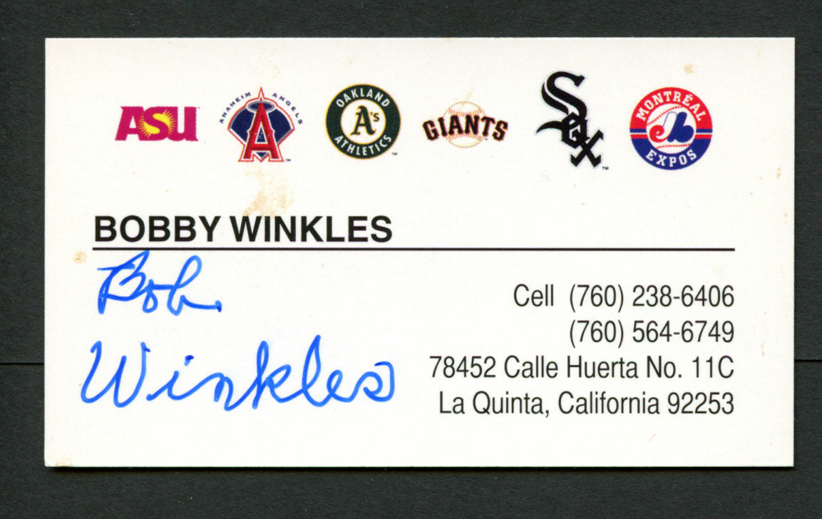 Bob Winkles signed autograph auto Baseball Coaching Legend Business Card BC319