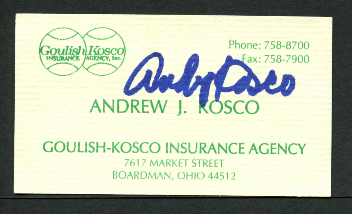 Andrew Kosco signed autograph auto Goulish Kosco Insurance Business Card BC296