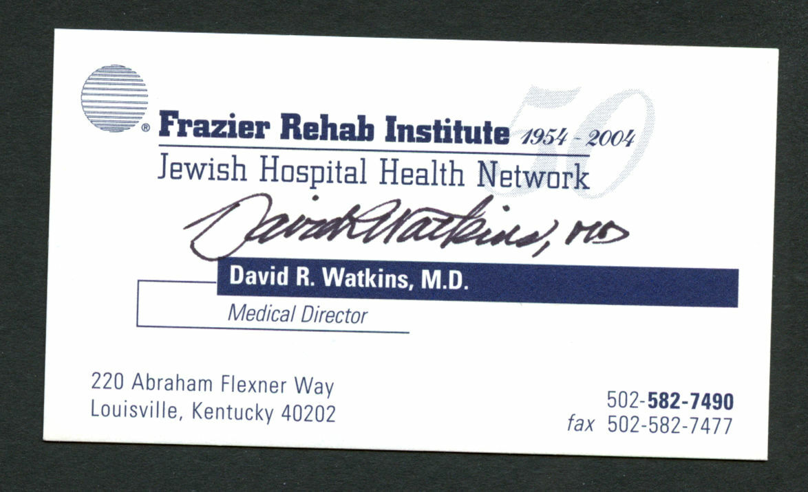 David Watkins signed autograph auto Frazier Rehab Institute Business Card BC303