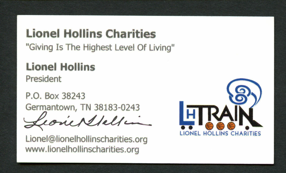 Lionel Hollins signed autograph Hollins Charities President Business Card BC120