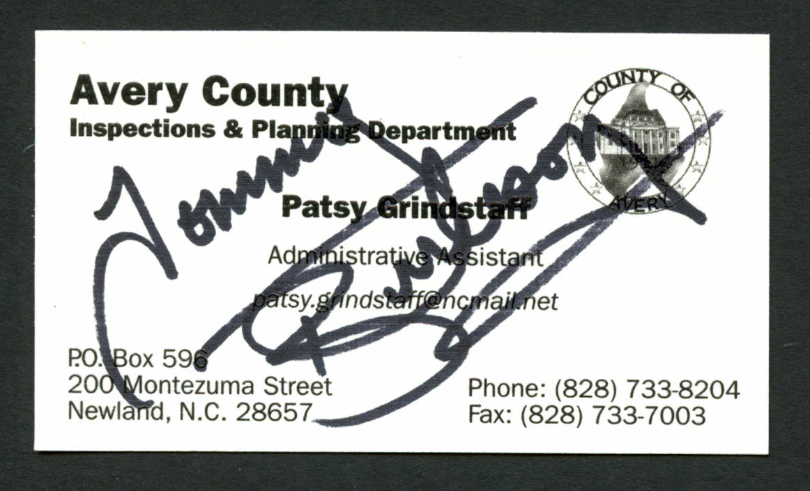 Tommy Burleson signed autograph auto Avery County Business Card BC122