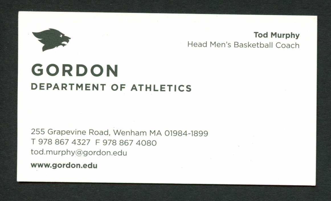 Tod Murphy signed autograph Gordon Basketball Coach Business Card BC065