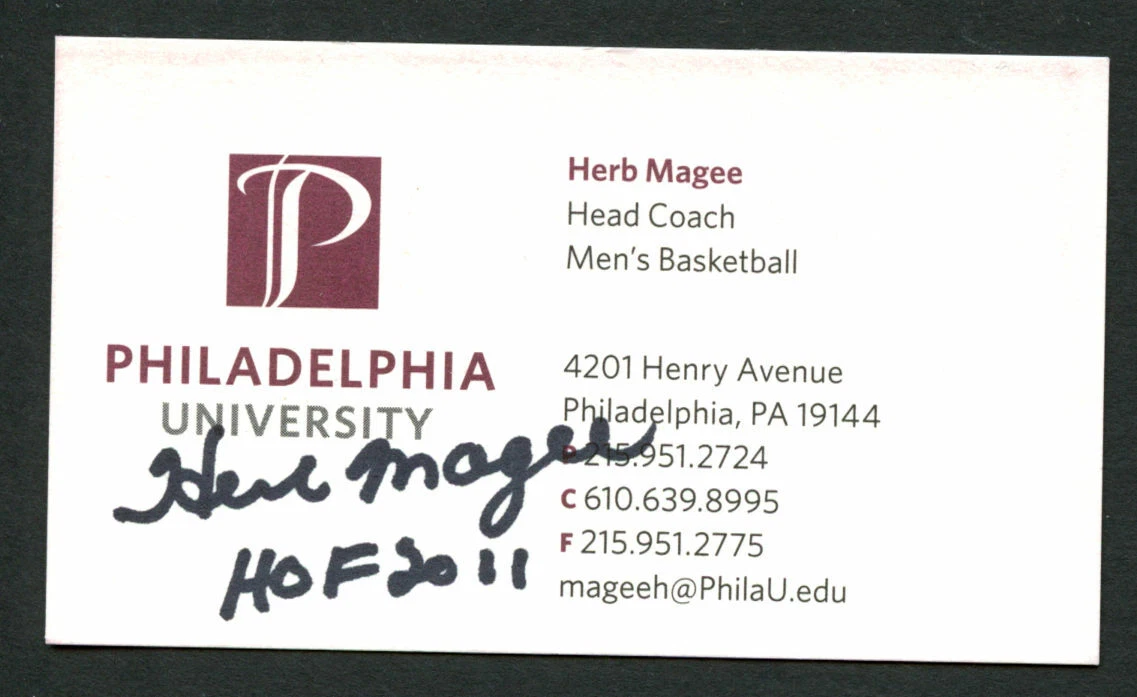 Herb Magee signed auto Philadelphia University Basketball Business Card BC048